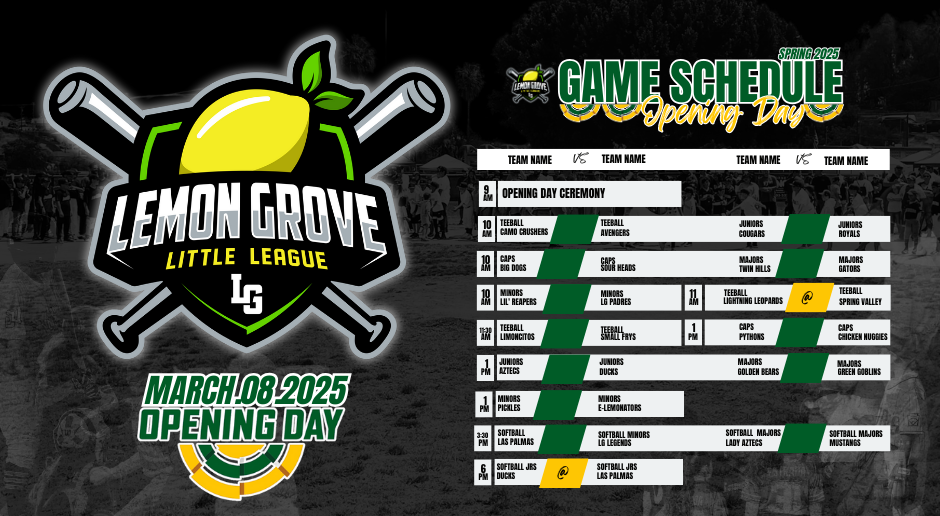 Opening Day Schedule 